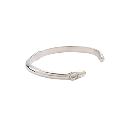 Half Round Silver Bangle
