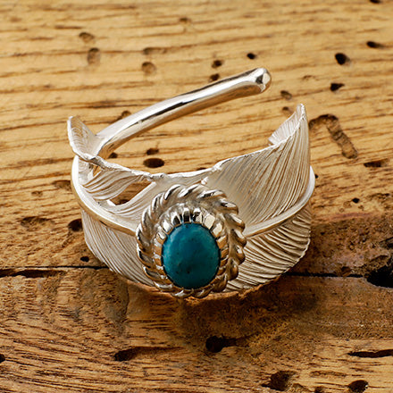 Feather Ring L Turquoise