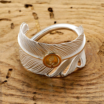Feather Ring L Gold Medal