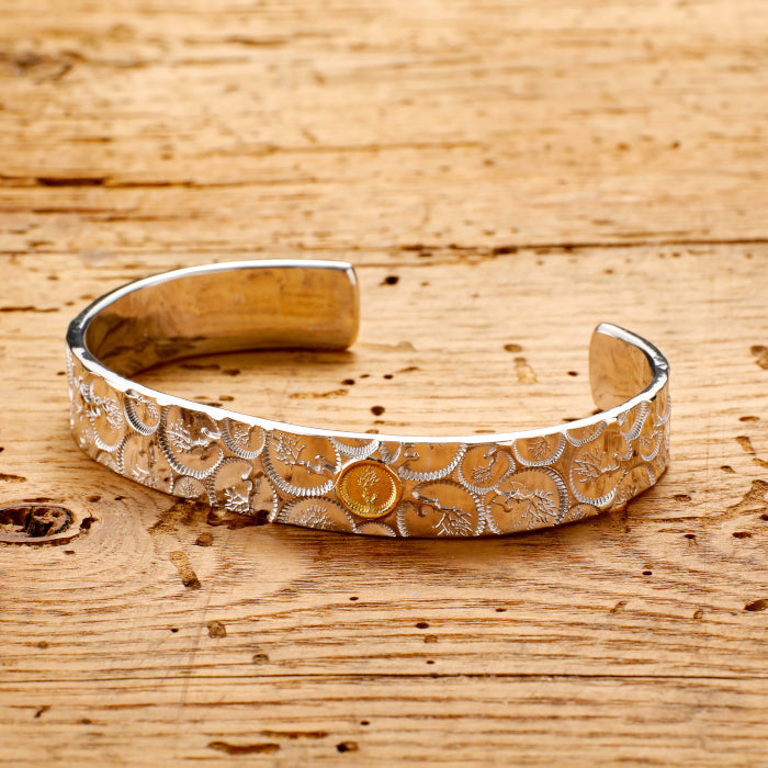 Random Wood Bangle Gold Medal