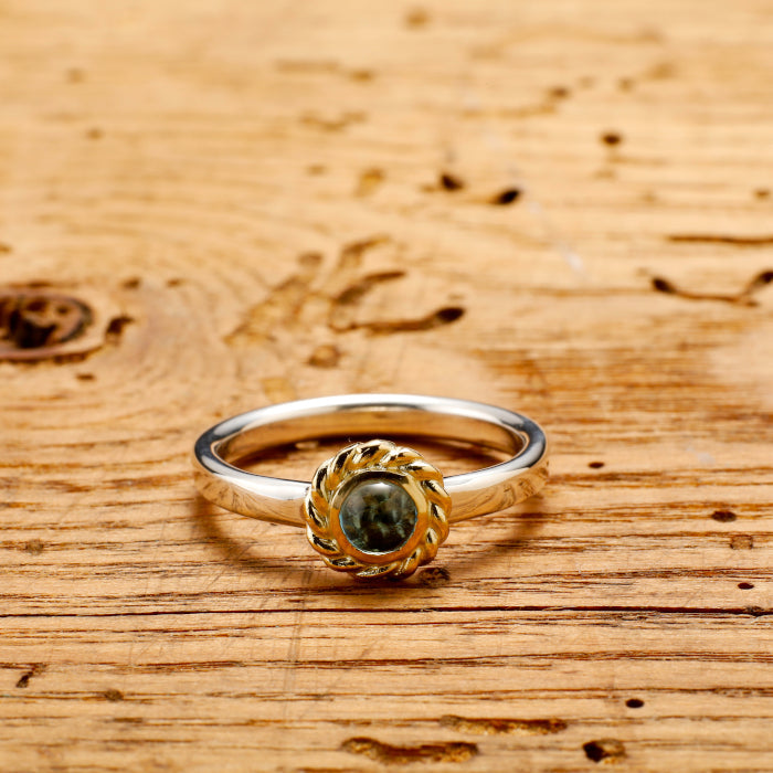 Gold Torsion Ring Bluetopaz
