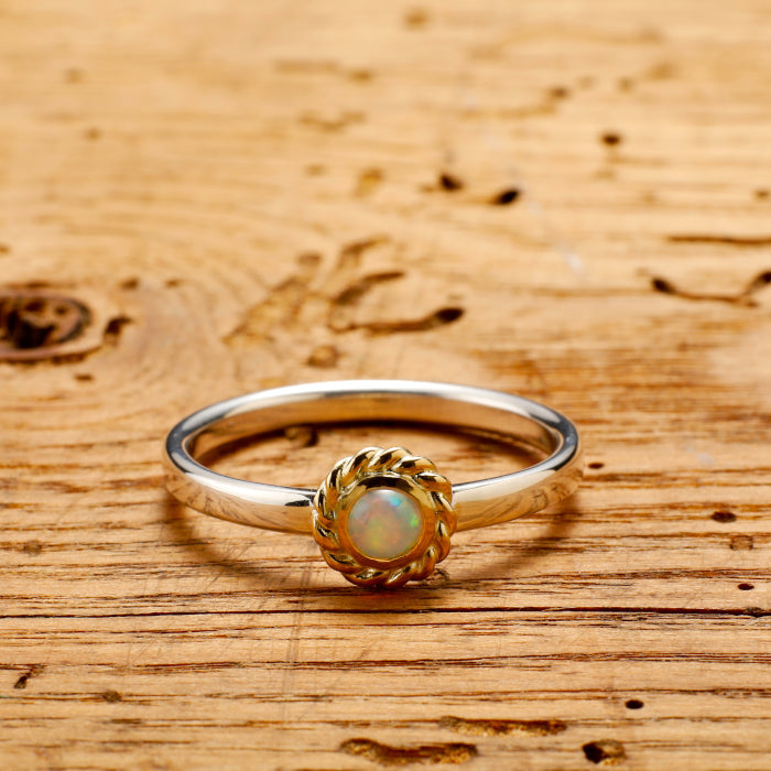 Gold Torsion Ring Opal