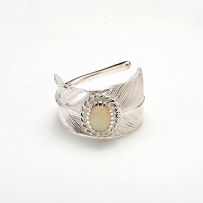 Feather Ring L Opal