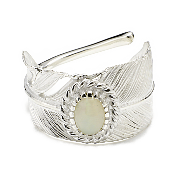 Feather Ring L Opal
