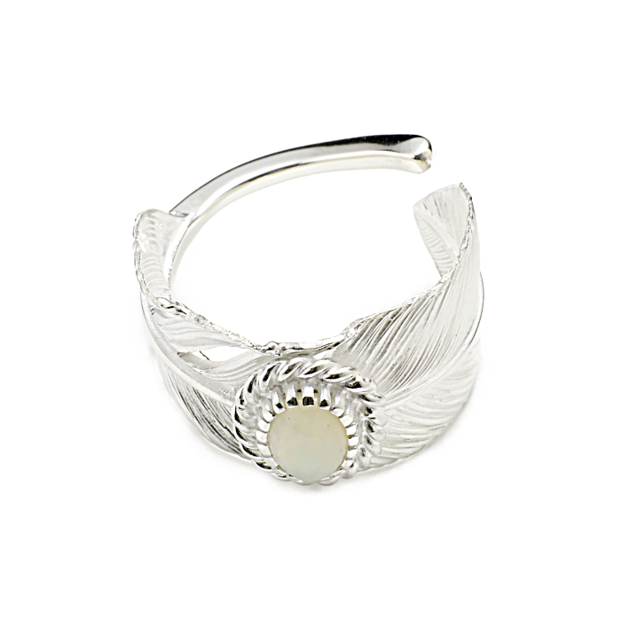 Feather Ring L Opal