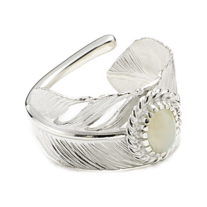 Feather Ring L Opal