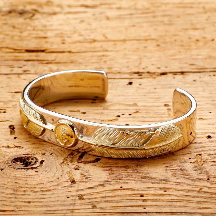 Two Gold Feather Bangle
