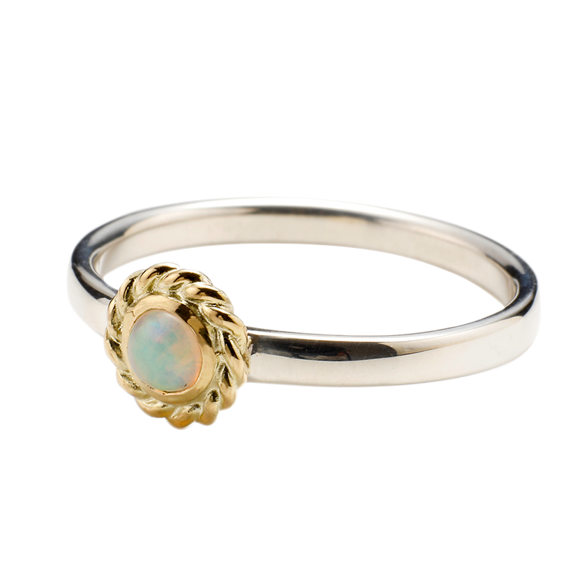 Gold Torsion Ring Opal