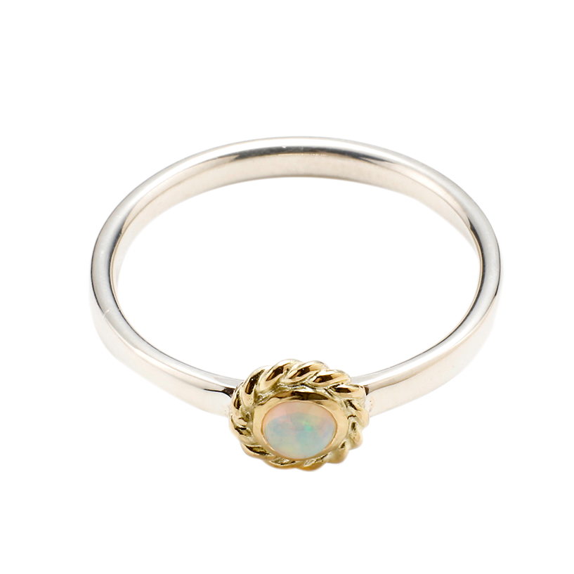 Gold Torsion Ring Opal