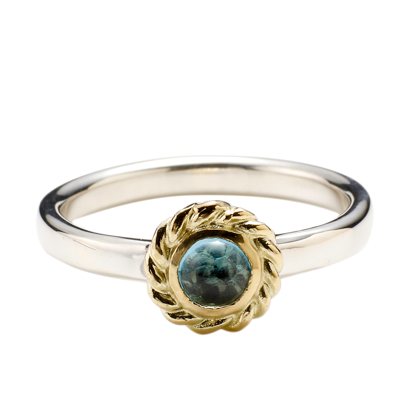 Gold Torsion Ring Bluetopaz