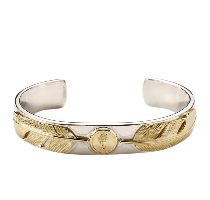 Two Gold Feather Bangle