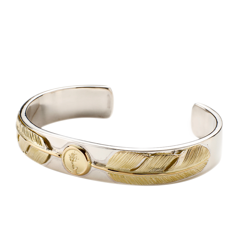 Two Gold Feather Bangle