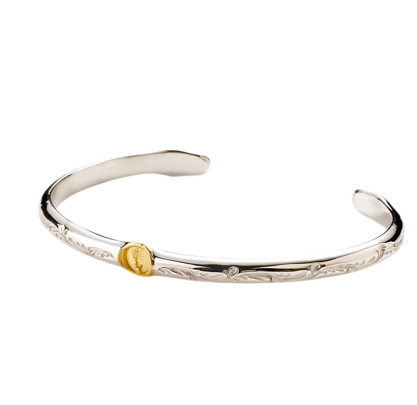 Half Round Gold Bangle Karakusa⁡