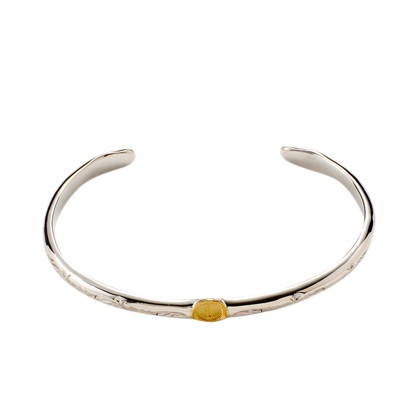 Half Round Gold Bangle Karakusa⁡