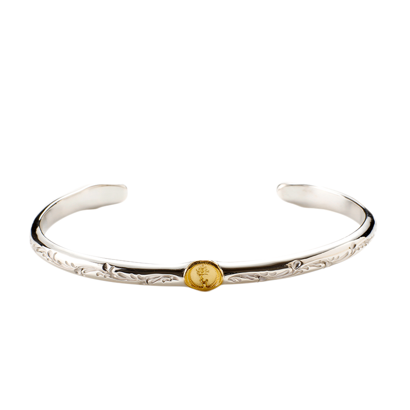 Half Round Gold Bangle Karakusa⁡