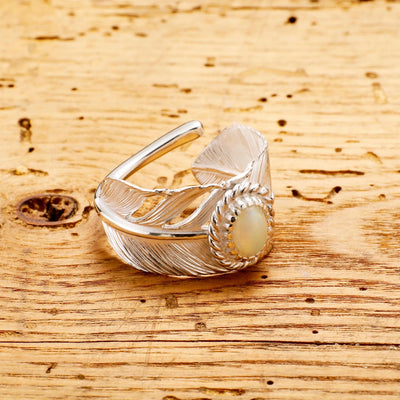 Feather Ring L Opal 3
