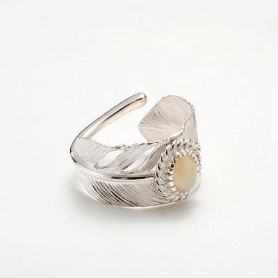 Feather Ring L Opal 1