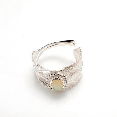 Feather Ring L Opal 2
